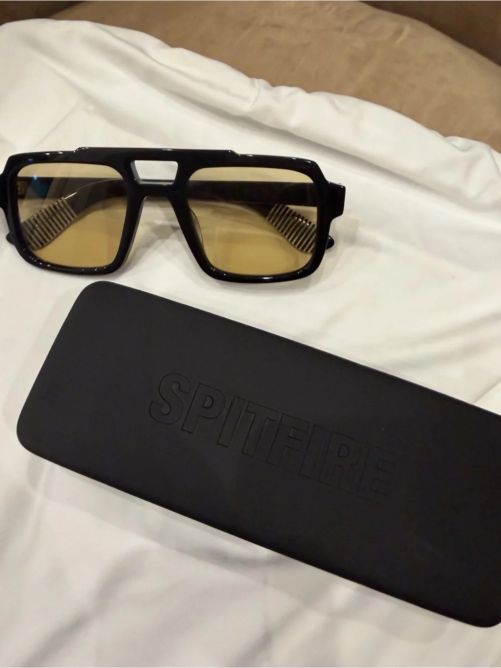 Spitfire womens Black Frame Sunglasses with Amber Lenses